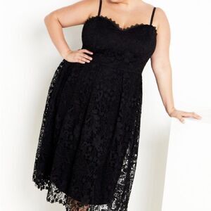 City Chic Black Midi Dress